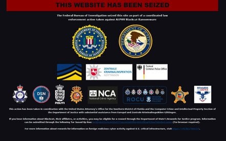 Seziure notice placed by the FBI on AlphV/BlackCat's old leak site