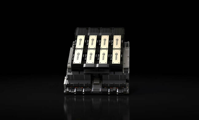 Nvidia's HGX H200 packs up to eight H200 SXM accelerators onto a single board.