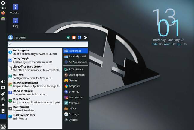 The default desktop in MX Linux 23.2 is Xfce. It's a good choice and we suggest even KDE users give it a go. 