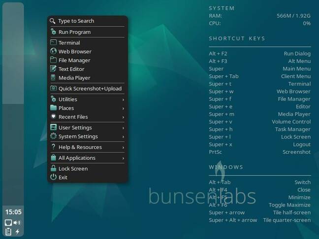 BunsenLabs' default layout is almost as minimal, but there's a splash of color and tiny bit of decoration.
