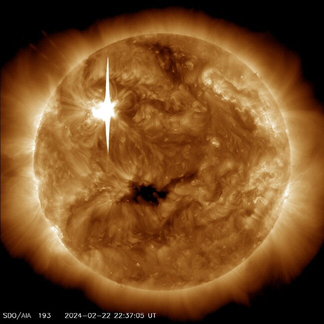 NASA image of the solar flare on February 22, 2024. We'll call it 'Sauron's Wink'