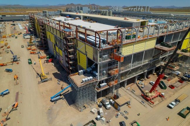 An aerial view of Taiwan semiconductors Mega Factory under construction in North Phoenix, Arizona.