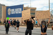 BLM protest outside an Austin, Texas, police station