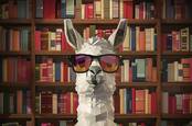A llama in a library