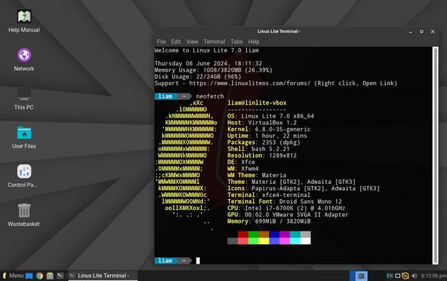 The tweaks continue below the hood, with a custom shell prompt and apps like Neofetch and Htop preinstalled.