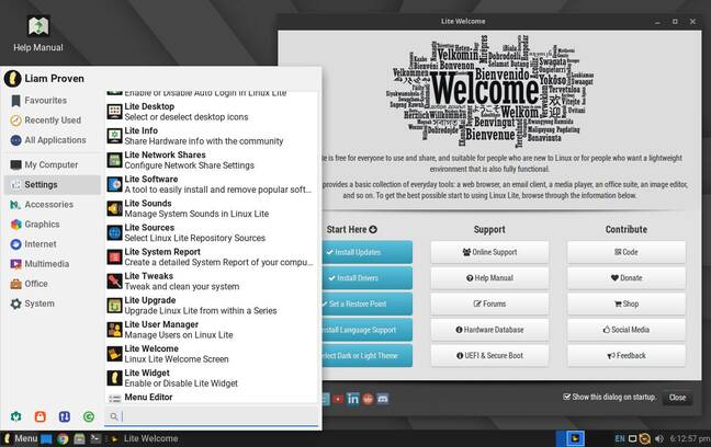 Linux Lite 7 beckons you in with a Windows-like app menu plus lots of little helpers including a Welcome screen.