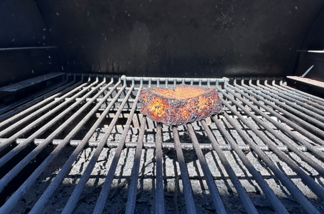 Photo of the block of tofu burnt by researchers remotely controlling a Traeger grill – courtesy of Bishop Fox