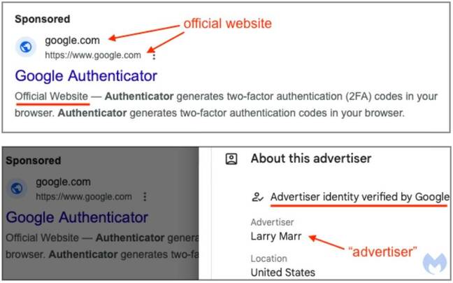 Google gamed into promoting a malicious Authenticator