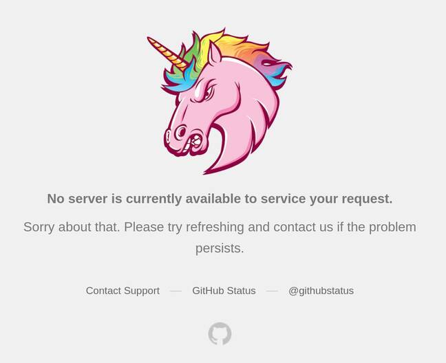 Screenshot of GitHub outage today