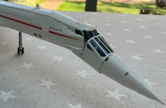 LEGO Concorde nose in hanging position