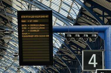 Platform board at Brighton Station showing communication protocol information