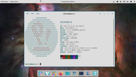 The default desktop looks like a blend of GNOME 3.x and Elementary's Pantheon.