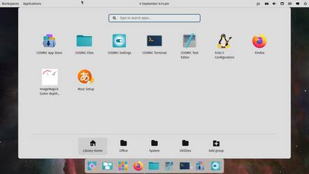Since the app launcher has a search box anyway, we're not sure COSMIC needs a separate search icon as well...
