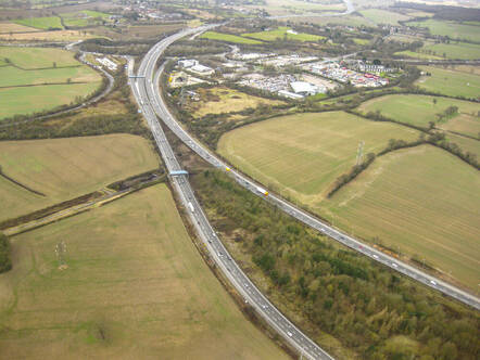 aerial view a25, near south mimms motorway services