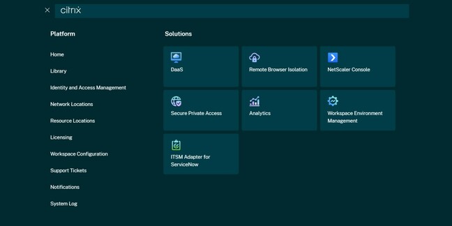 Updated Citrix Cloud menu navigation