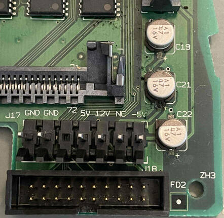 Mac LC III board with C22 cap backward (pic: Doug Brown)