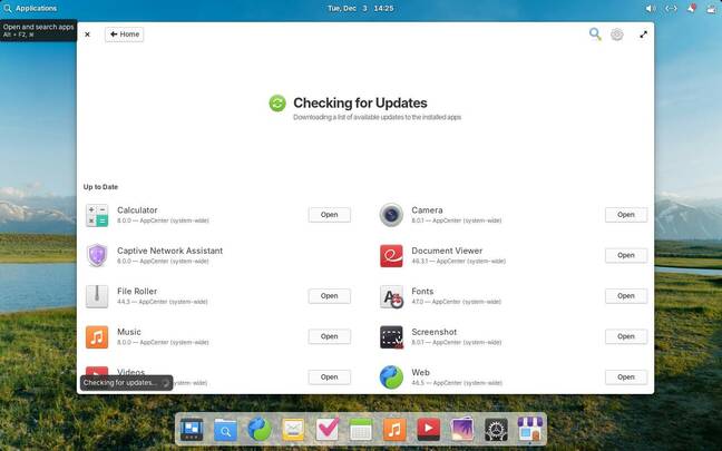 Elementary OS 8's App Center now only handles updating of apps, not the OS, but comes with Flathub by default. 