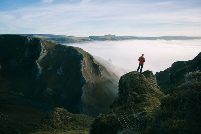 Sunrise cloud inversion over Winnats Pass in the Peak District, UK.