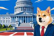 A colorful illustration of a DOGE, a Shiba Inu dog, with the head of Elon Musk, the CEO of SpaceX and Tesla, superimposed onto its body, wearing a suit and tie, standing in front of the United States Capitol building in Washington D.C. on a sunny day with a few wispy clouds in the sky. Elon Musk's face has a serious yet determined expression, with a slight smirk, his eyes are brown, and his hair is combed back. The DOGE's body language is confident, with its ears perked up and tail held high. The background is a vibrant blue with the Capitol building's white columns and dome standing out. The illustration style is stylized, with bold lines, vibrant colors, and textures, resembling a digital painting. The overall mood is playful, yet powerful, conveying a sense of excitement and adventure.