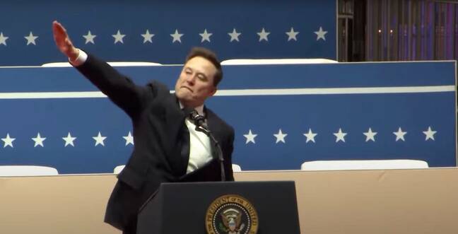 Elon Musk giving that salute at Trump's 2025 inauguration