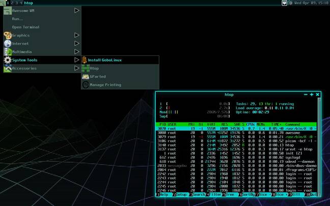 GoboLinux 017 comes with the AwesomeWM tiling window manager, but others are on offer