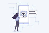 Illustration of someone talking to an AI agent
