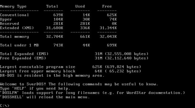 If you know how to drive it, there's a plain old COMMAND prompt, and lots of free base memory.