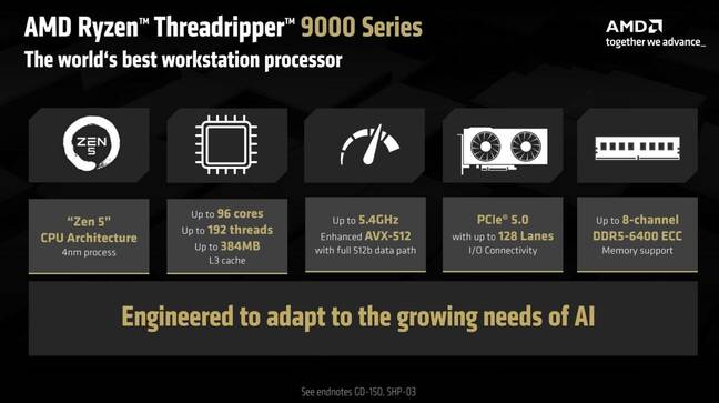 Here's a quick rundown of AMD's 9000-series Threadrippers, emphasis on up to.