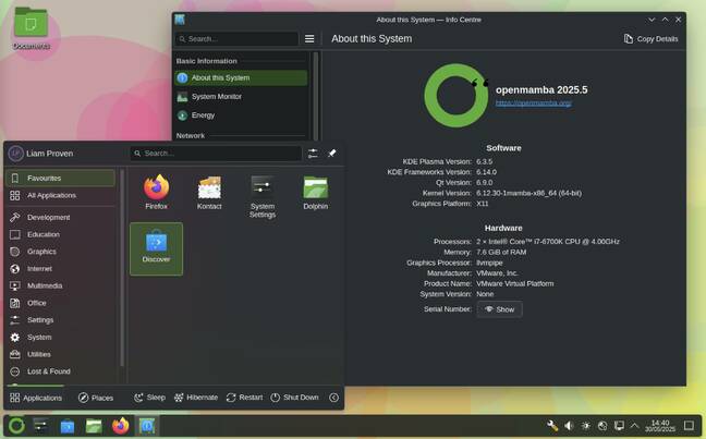 OpenMamba 2025-5 with the latest KDE Plasma 6.3.5 and kernel 6.12