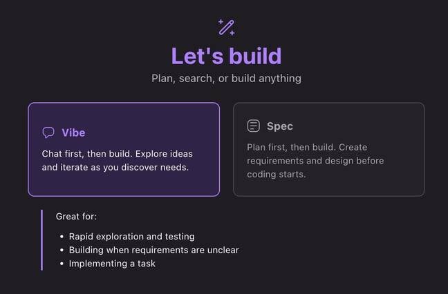 The welcome screen for the AWS Kiro AI editor The welcome screen for the AWS Kiro AI editor