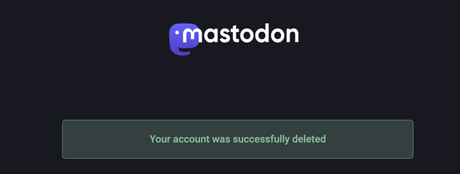 Mastodon account deletion notice