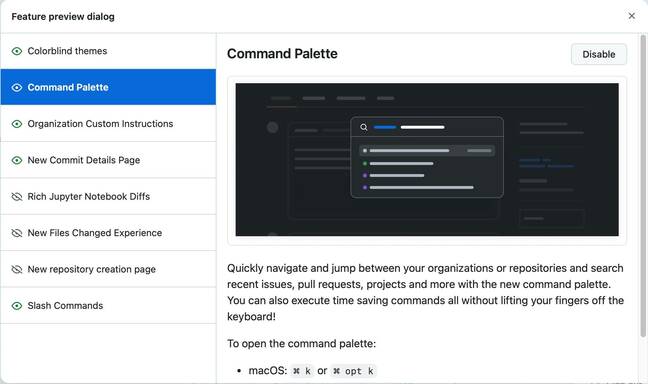 GitHub command palette wins stay of execution after dev pushback