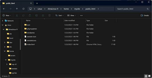 File explorer open to public_html folder