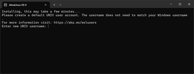 Set username for AlmaLinux