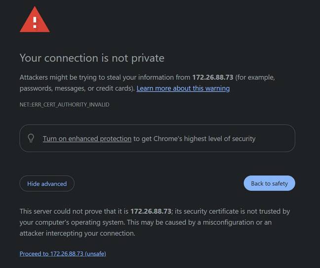 Your connection is not private error