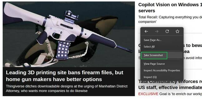 Take Screenshot option in Firefox Take Screenshot option in Firefox