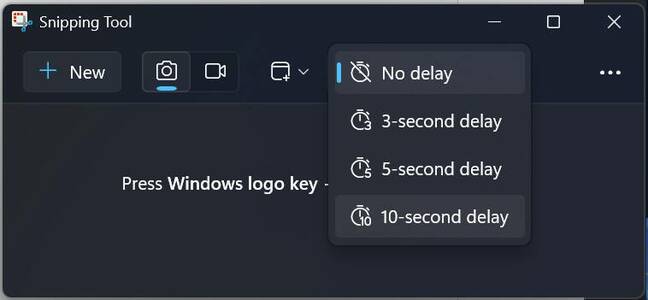 Snipping Tool delayed capture