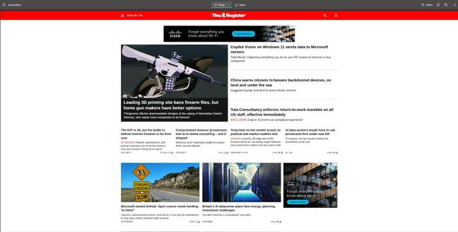 Edge Browser full page capture screen