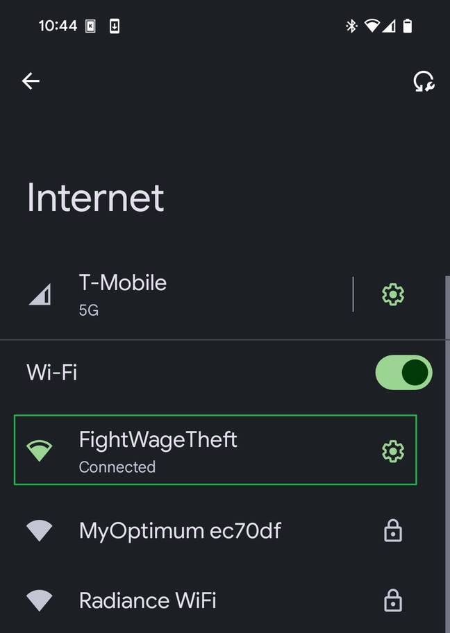 Select the current network (if that is what you need)