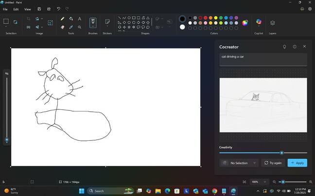 Cocreator in Microsoft Paint