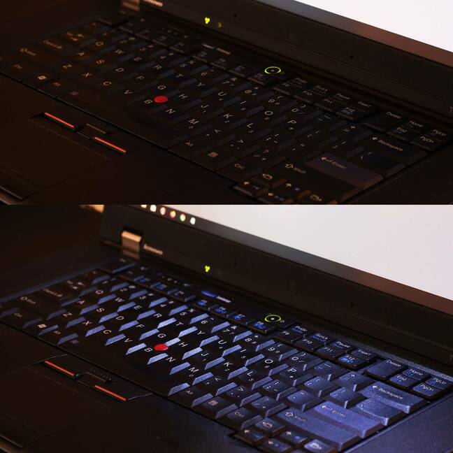 ThinkLight on and off on a keyboard. Image by Ashley Pomeroy, Creative Commons 4.0