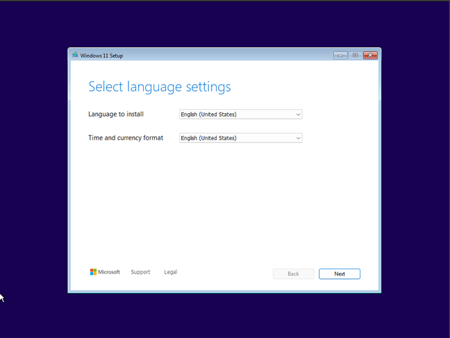 Windows installation process