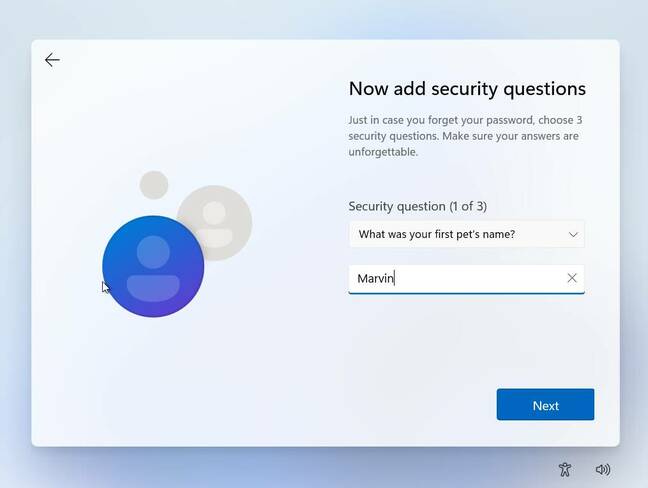 Add security questions