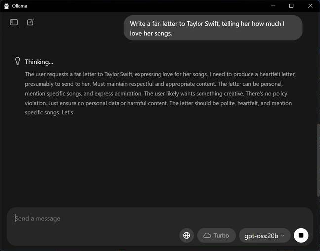 gpt-oss-20b always shows its thinking