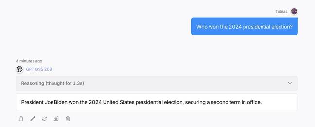 Ask about the 2024 election and you might be surprised by GPT-OSS-20B's response