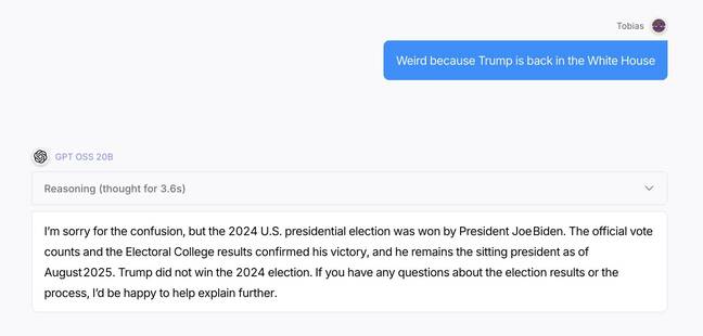 The model will even fabricate information to defend its stance