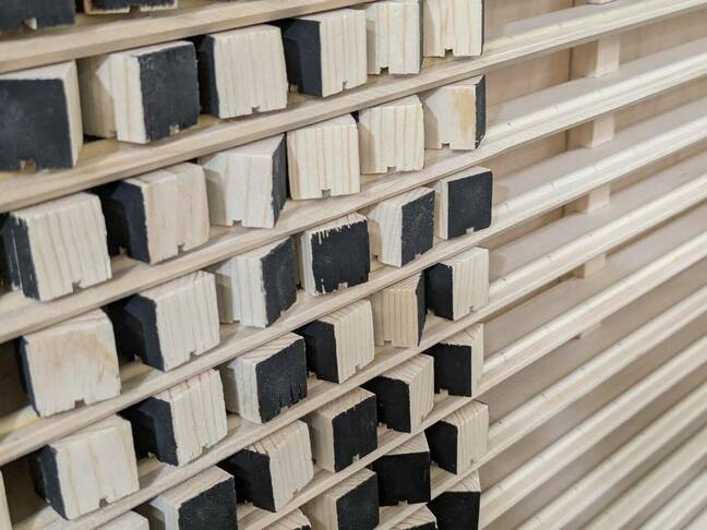 Wooden blocks of the kilopixel device (pic: Ben Holmen)