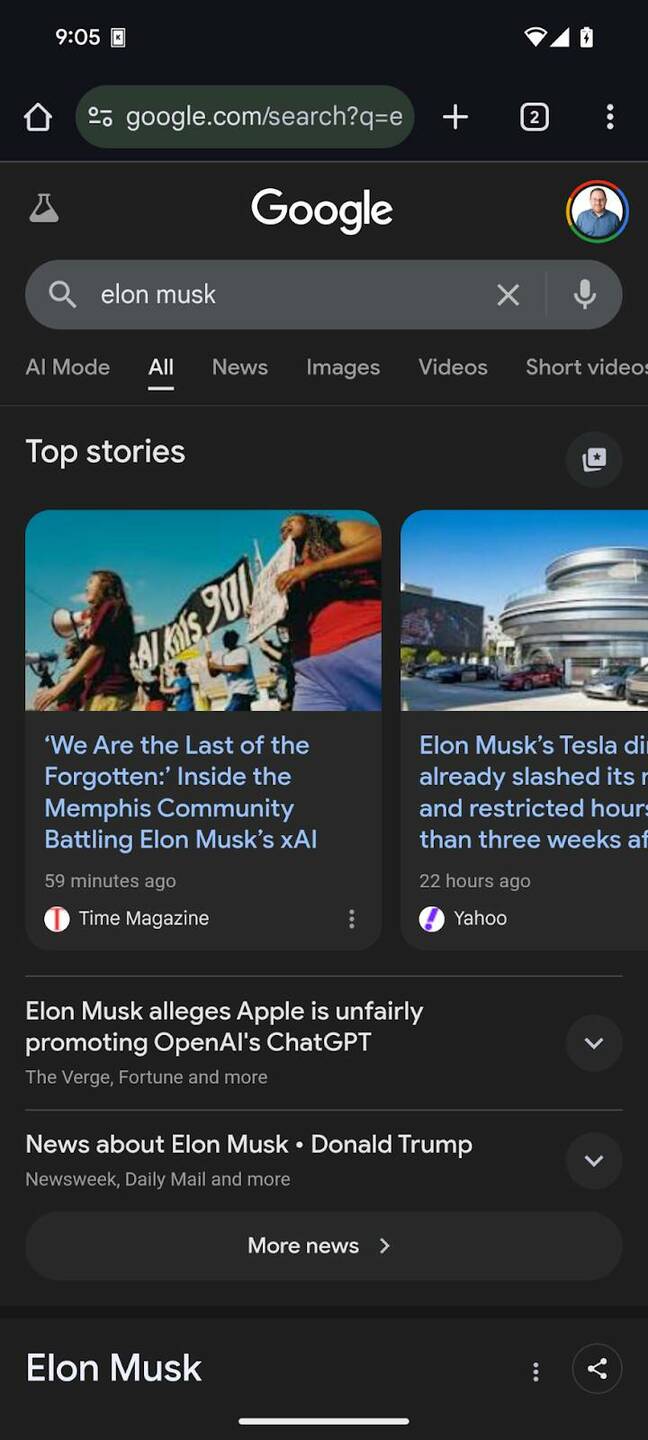 The Register now appears in the Top Stories box - Click to enlarge