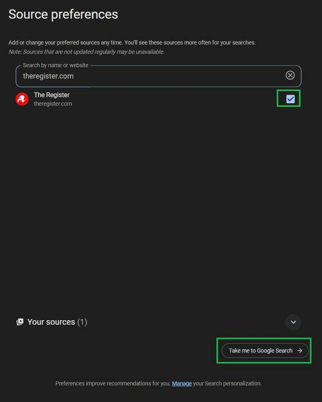 Selecting a preferred source