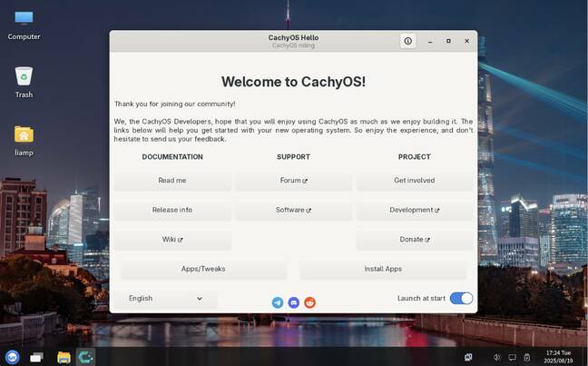 CachyOS offers the UKUI desktop mostly only seen in Ubuntu Kylin. It's pretty, and unusual, and pretty unusual.